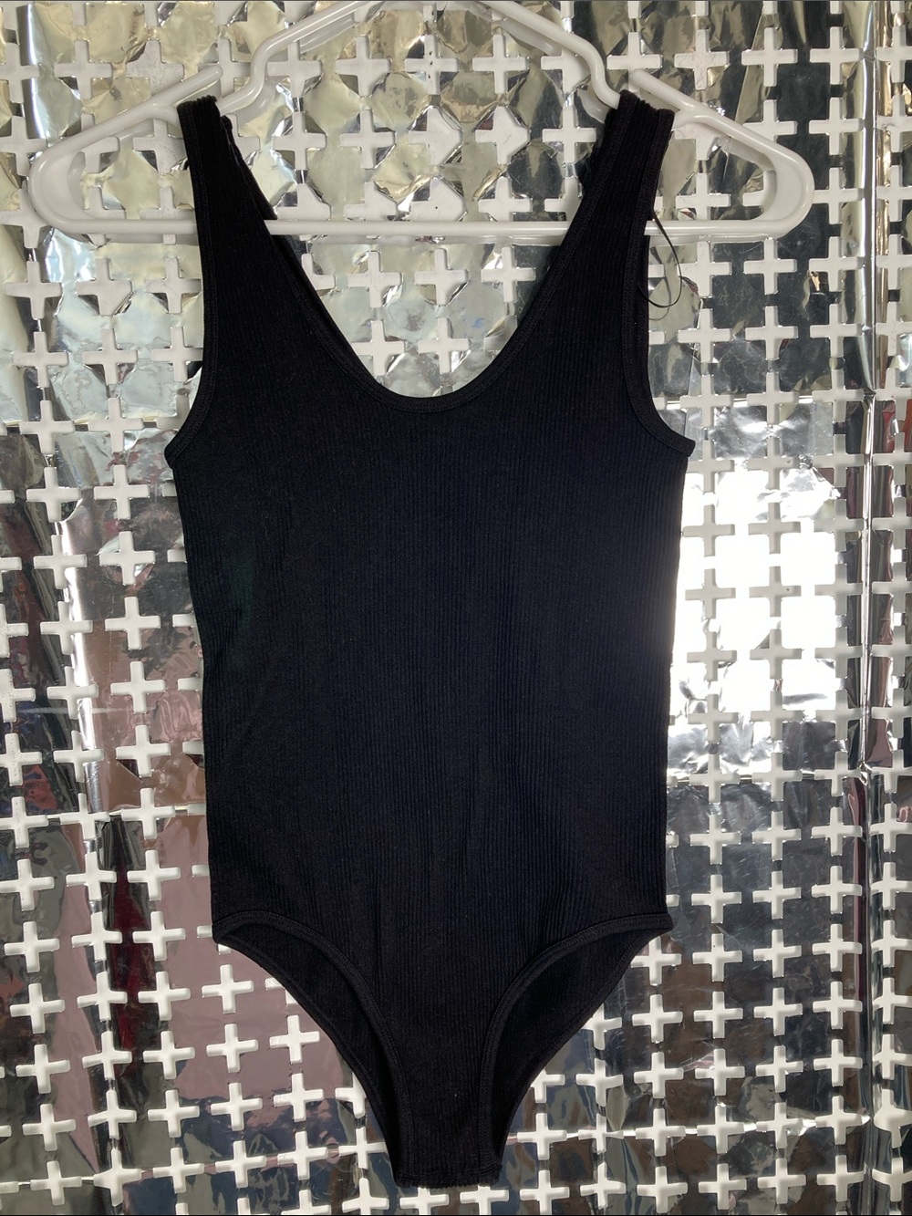Zara Black Ribbed Tank Bodysuit